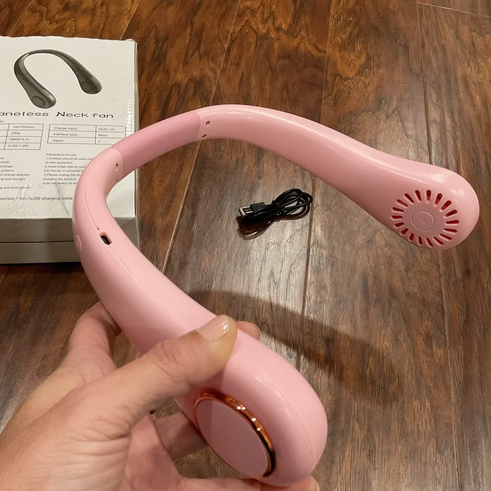 Pink Rechargeable Neck Fan - Picture 5 of 5